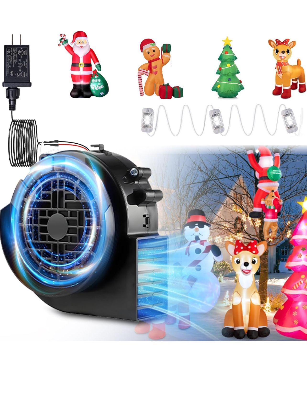 Brandnew Inflatable Fan Replacement Blower Fan for Inflatables 12V 1A Air Blower for Inflatables with Light Strings for Thanksgiving Christmas Inflata