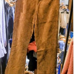 New Hand Made Suede Ladies Pants Size 6 With Side Zipper