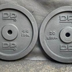 PAIR OF STANDARD 1-INCH  SMALL HOLE 44 LB. PLATES
  •  I ALSO HAVE 25 LB. 10 LB. 5 LB.  STANDARD PLATES &  STANDARD 6 FT BARS  • CURL BARS DUMBBELL HA