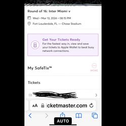 1 Ticket For Inter miami Socker Game