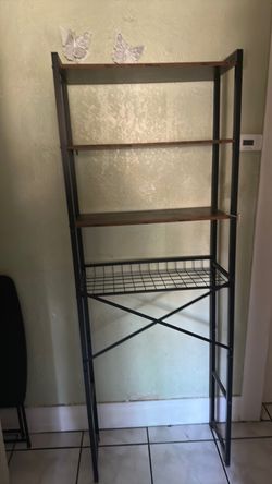 Restroom shelf.