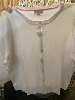 Isaac mizrahi white cardigan button down