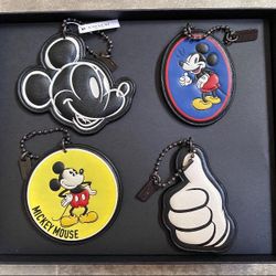 Coach Disney Mickey Mouse Hangtag Set Bag Charms Keychains