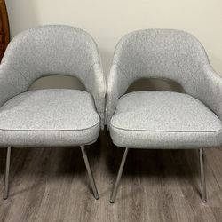 (2) Grey And Chrome Dining Table Chairs