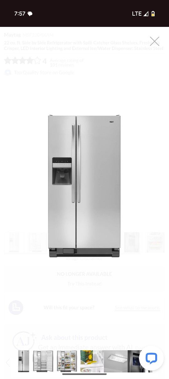 Stainless Steel Maytag Side-by-Side Refrigerator β $300 (North Miami 33161)