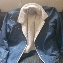 Men’s Jean Jacket With Fur XL