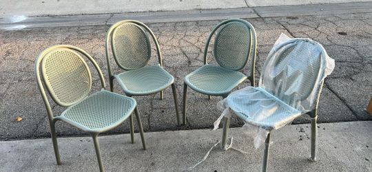 Set of 4 Sage Green Perforated Chairs
