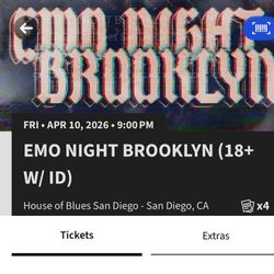2 General admission Tickets & 2 Fast Lane Accesses To Emo Night House Of Blues San Diego