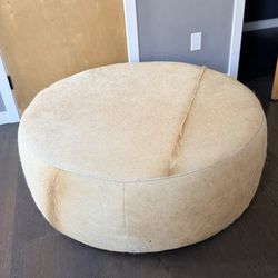 Room & Board Lind 42” Round Cowhide Ottoman - $999 Retail - Unique Piece