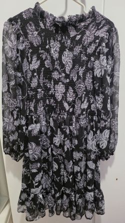 Black Floral Smocked Mini Dress