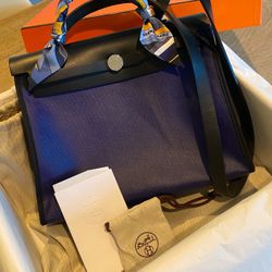 Auth Hermes Herbag 31 Coated Waterproof Canvas 