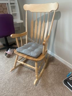 Solid Wood Rocking Chair with Cushion