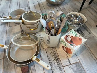 Cook set, heavy silverware + misc