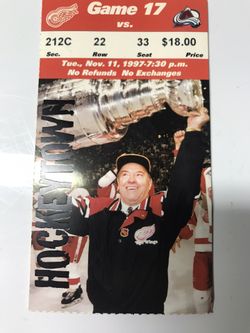 Detroit Redwings Vs Colorado Avalanche Ticket Stub 1997