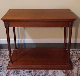 Traditional two-tier wooden console table