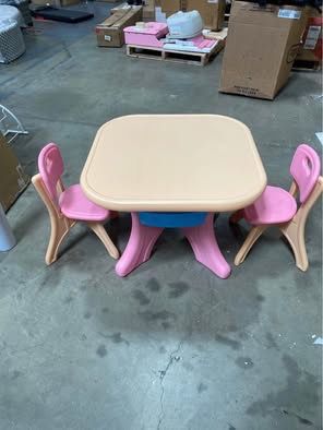 New Kids Table and Chair Set, 3 Piece Activity Table w/Detachable Toy Storage Bins & 2 Chairs