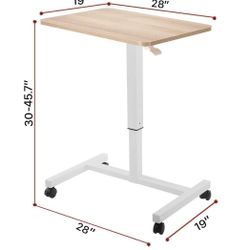 ✌️ Mobile Laptop Desk Pneumatic Sit to Stand Table Height Adjustable Rolling Cart with Lockable Wheels for Home Office Computer Workstation 28" x 19" 