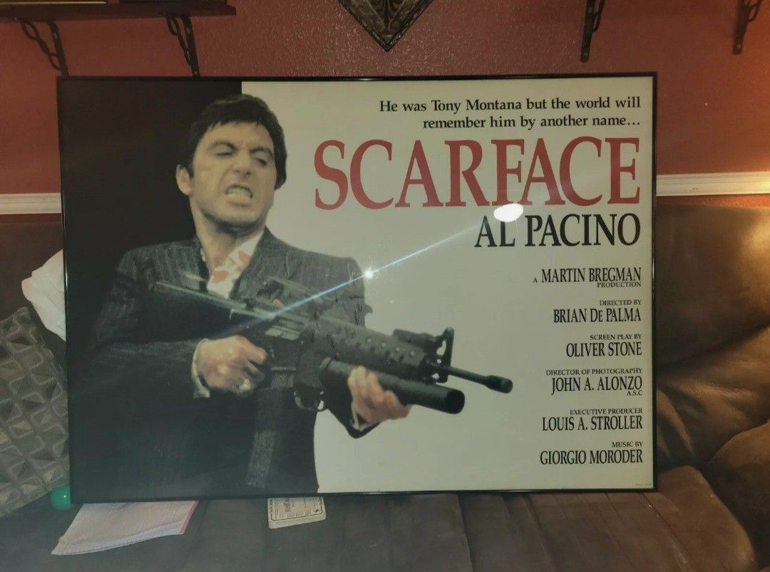 Scarface Al Pacino Movie Poster With Machine Gun Posters Unici Napoli Italia
