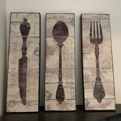 Vintage-Style Cutlery Wall Art Trio - Kitchen Chic!