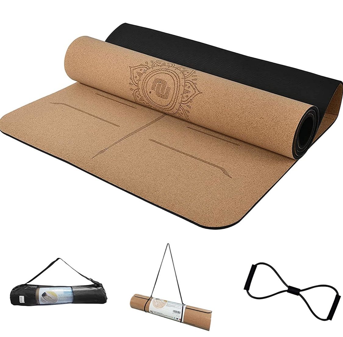 Cork Yoga mat 72×24in, sweatproof and nonslipy