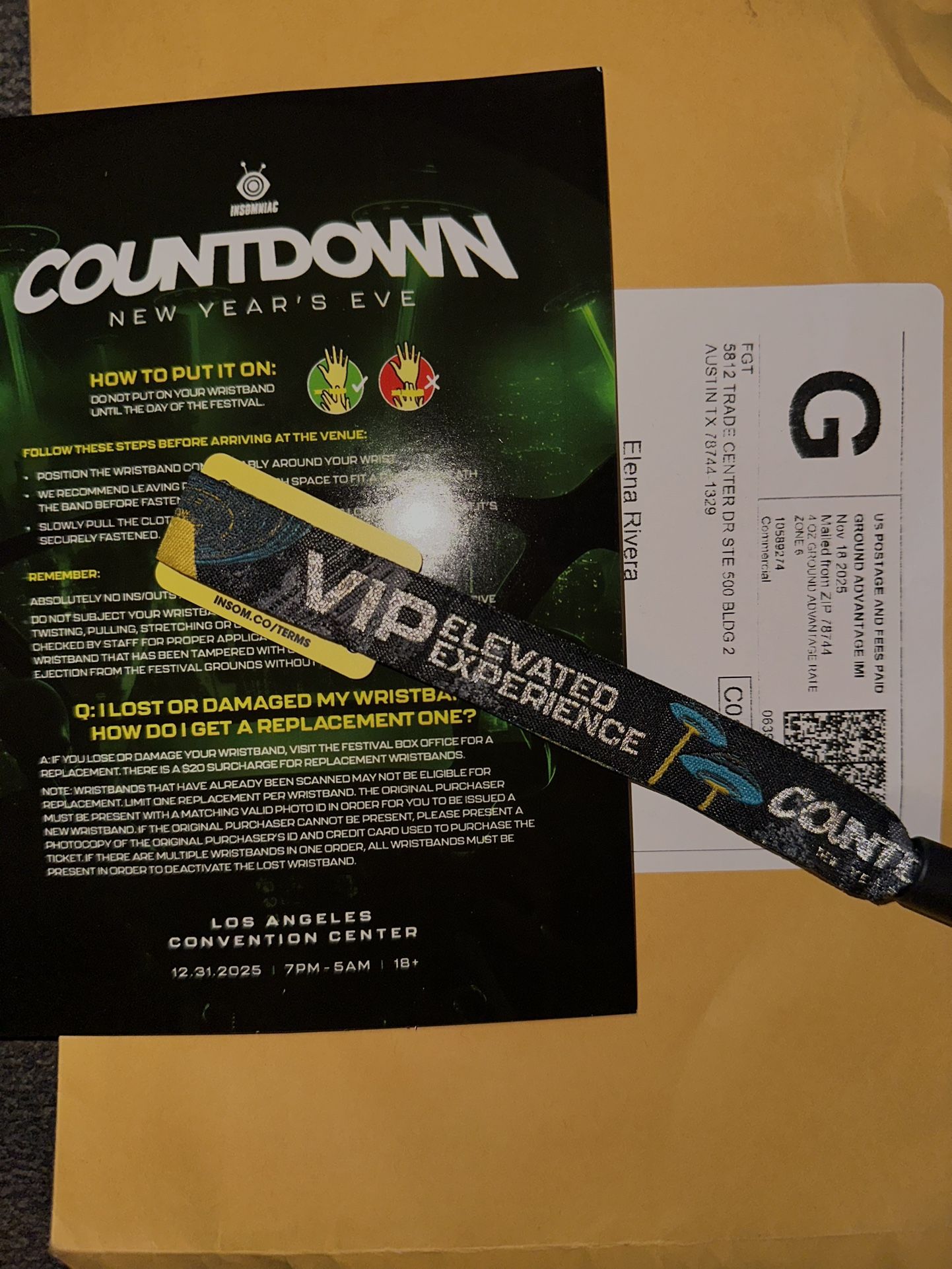 VIP countdown wristband