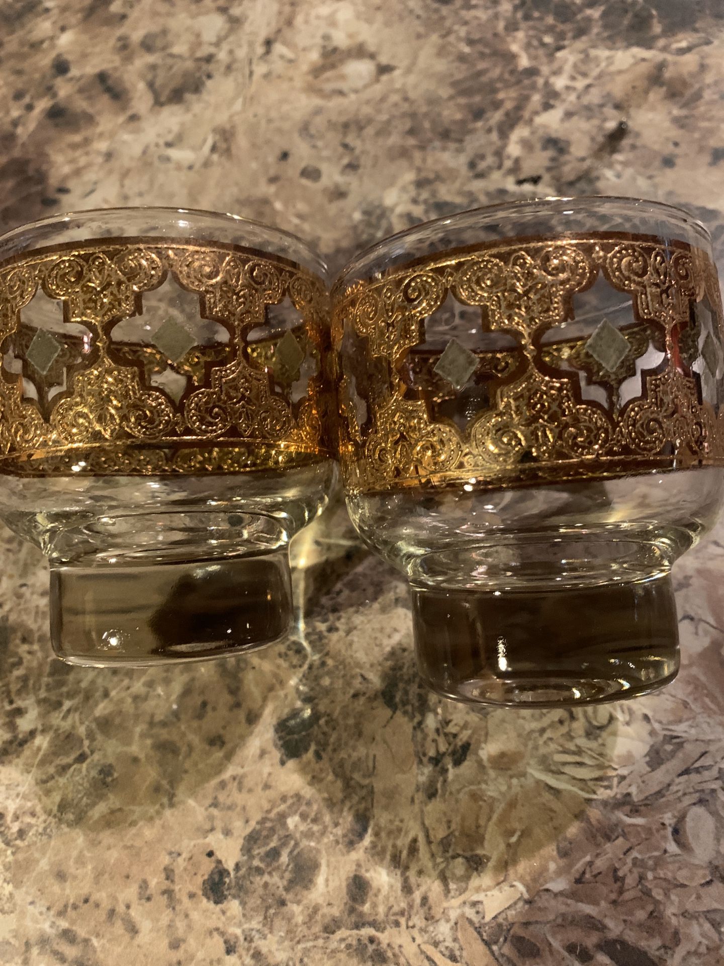 Vintage Gold Wrapped diamond regal design whiskey glasses