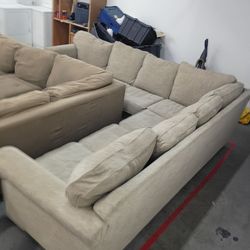 Tan beige sectional couch