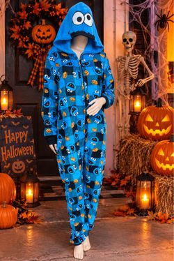 Cookie Monster Fleece Onesie Pajama Costume