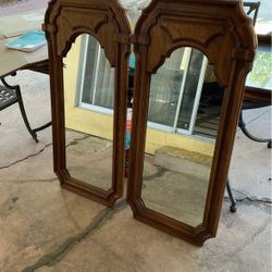 Vintage Brown Wood Mirror 