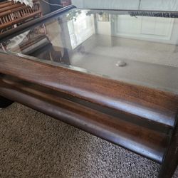 Wood And Glass Coffee Table With Shelf