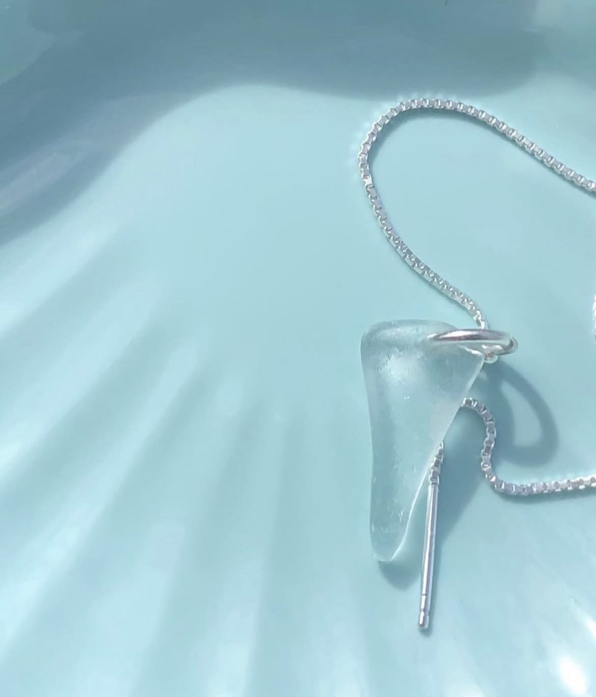 Single Sea Glass Earring Sterling Silver