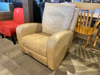 NATUZZI Tan Leather Manual Recliner Swivel Chair