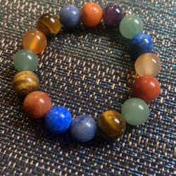 Healing 7 Chakra Genuine 10mm Round Bracelet For Sale 