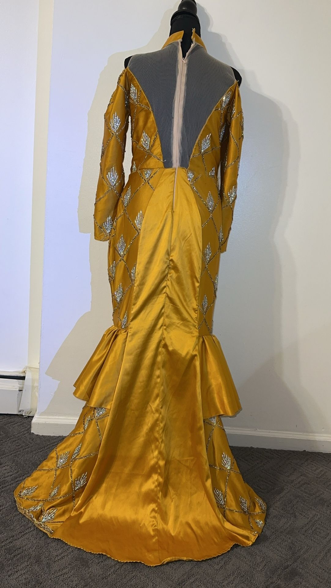 Beaded Yellow Prom Dress