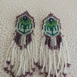 VTG.Handmade Seed Bead FRINGE Earrings