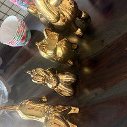 4 Ceramic Gold Balloon Dogs By Three Hands