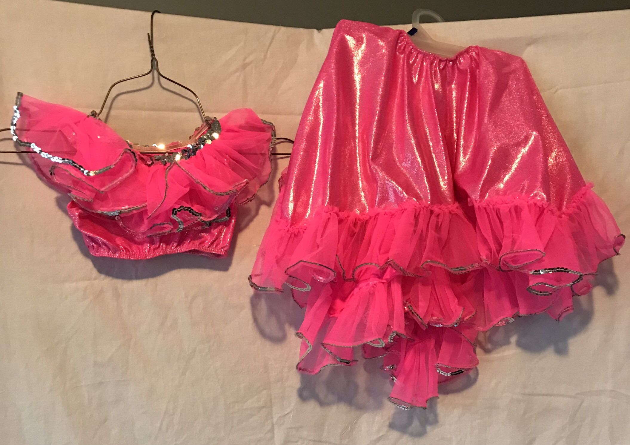 Girls 2 Pc Hot Pink Dance Costume, Worn Once Like New!