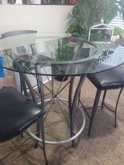 Glass Table W/ 3 Chairs