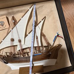 State Of Kuwait Sailing Ship Handmade A unique rare item Beautiful craftsmanship Comes with a beautiful case to store