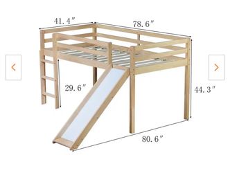 Kids white bed with slide
