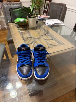Blue,black and white Nike dunks