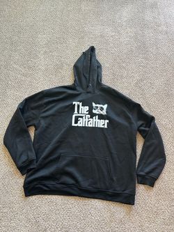 The Catfather Men's Black Graphic Print Pullover Fleece Hoodie Sweatshirt Sz 4XL