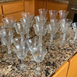 Vintage Crystal Goblets Various Sizes And Styles.