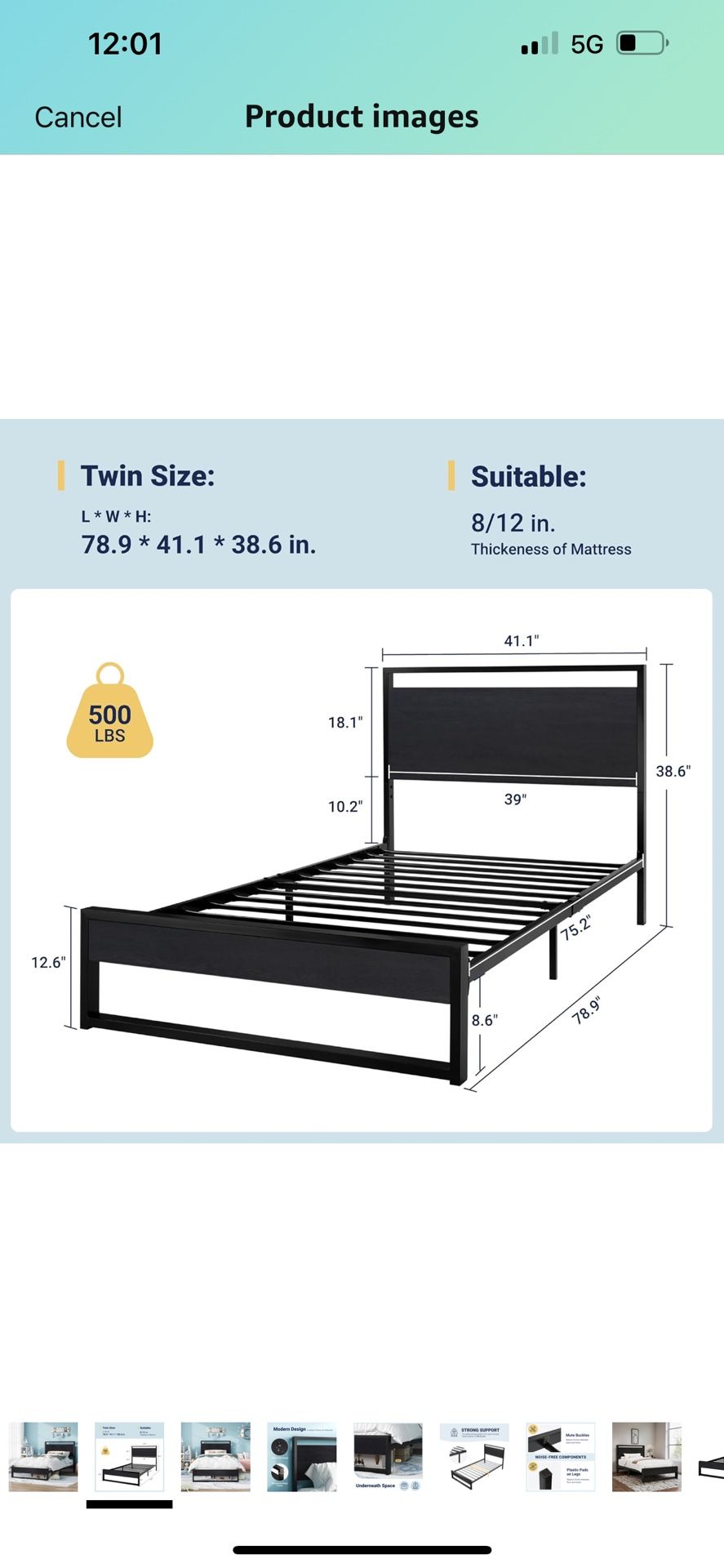 Twin size bed frame