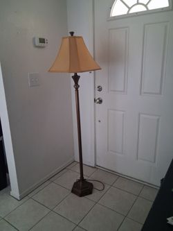 Floor Lamp with Beige Fabric Shade