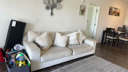 Used - Light beige 3 seater Sofa with 4 pillows