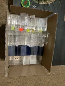 Huge box of hard plastic cases and 150 top loaders for protecting sports cards, MTG, Pokémon cards, etc NO CARDS INCLUDED