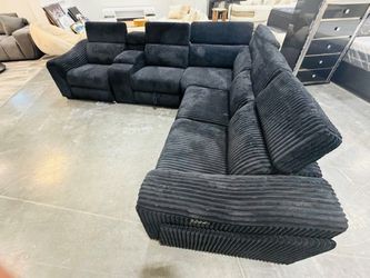 Black Corduroy Power Sectional Sofa