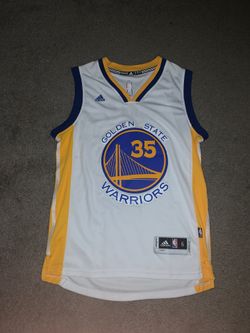 Kevin Durant Warriors Jersey (size Adult Small, but +2 inches in length)