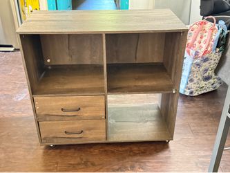 Brown Wooden Storage Cabinet with Drawers